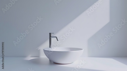 Modern White Sink in Soft Light on White Background  