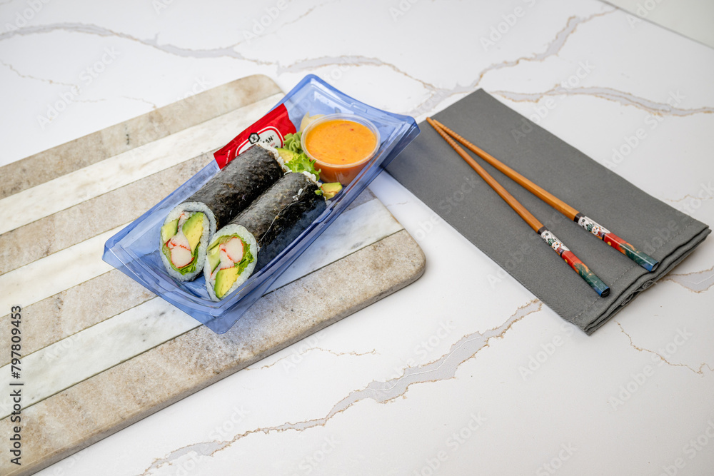 Fototapeta premium sushi, poke, bento food