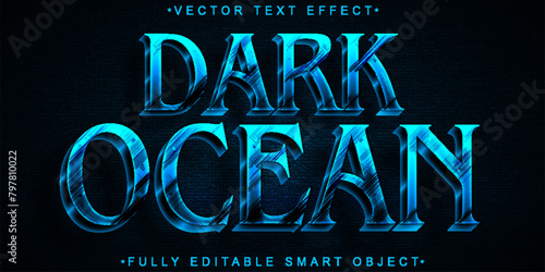 Worn Dark Ocean Dangerous Vector Fully Editable Smart Object Text Effect