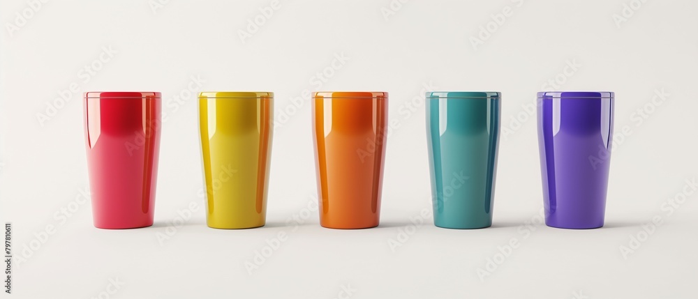 Colorful tumbler mockup, thermal insulation cup container, 3d render Colorful tumbler mockup, thermal insulation cup container, 3d render