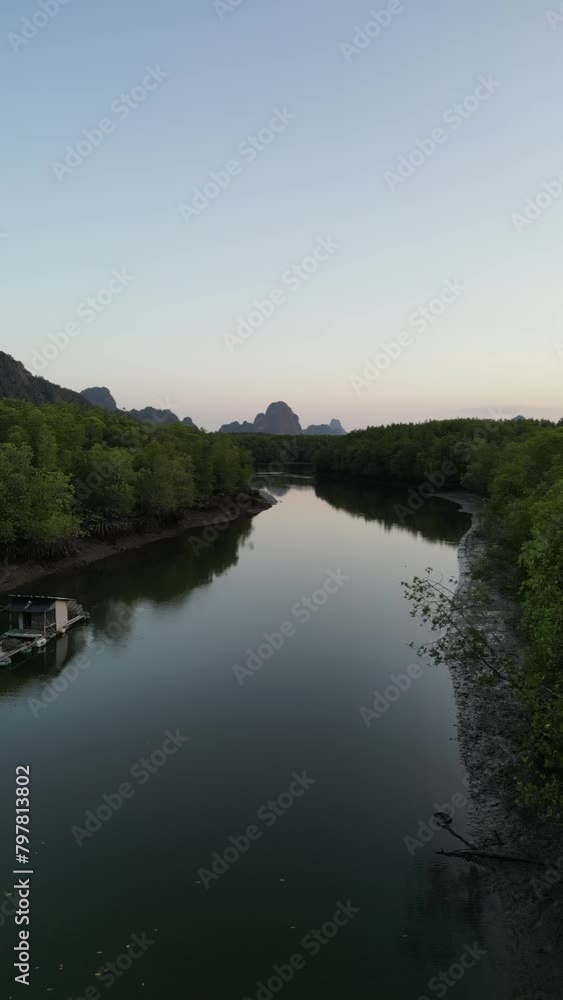 Phang Nga Bay Mangrove forest and Limestone Mountain and River Phang Nga Bay Mangrove forest and Limestone Mountain and River