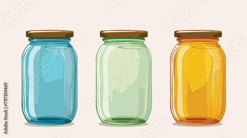 Glass jar isolated on white background Vector illustration