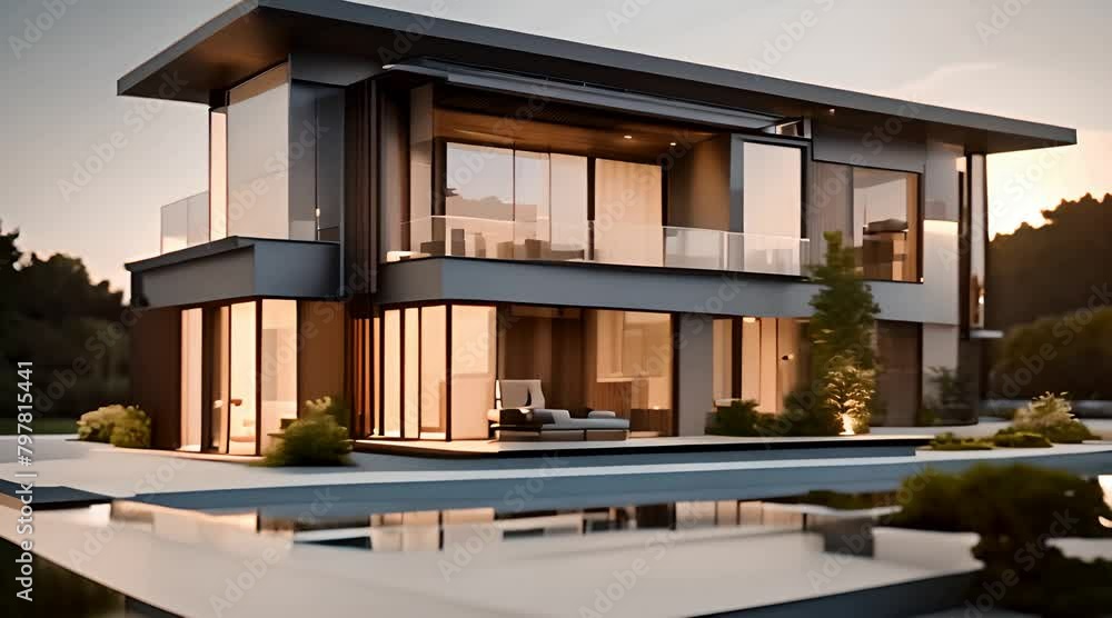 Rotating model of modern house isolated animation 3d Rotating model of modern house isolated animation 3d