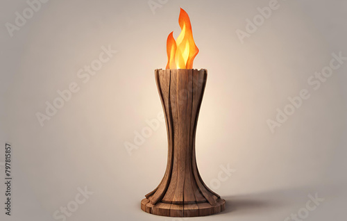 Light Fire For Bamboo Lamp Posts At Night Eid Eve Celebration