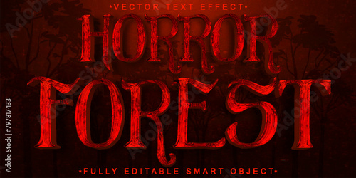 Red Horror Forest Vector Fully Editable Smart Object Text Effect