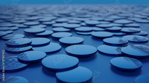 hundreds of circular graphic disks on a plain blue field  photo
