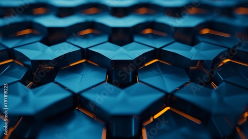 Futuristic Blue Hexagonal Pattern