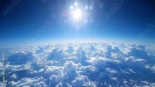 Blue sky and white clouds seen from above