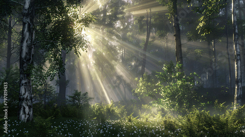 Majestic Sunbeams In The Forest