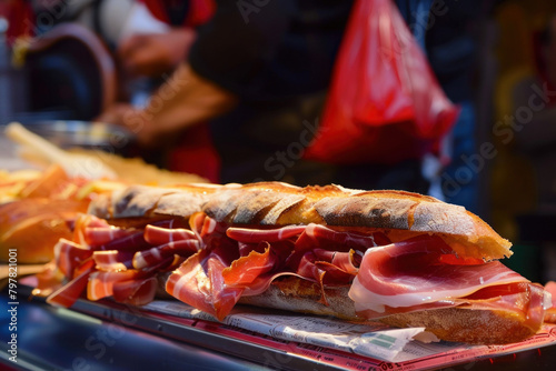 Mouthwatering Bocadillo with Jamón, Culinary World Tour, Food and Street Food photo