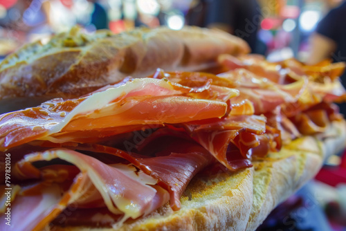 Spanish Sandwich Delight Close-Up, Culinary World Tour, Food and Street Food photo