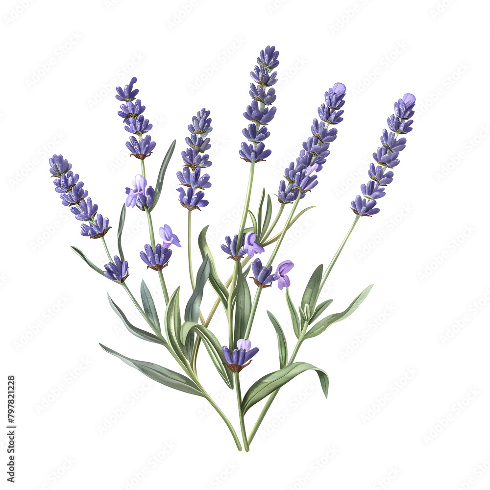 Fototapeta premium Clipart illustration a lavender on white background. Suitable for crafting and digital design projects.[A-0002]