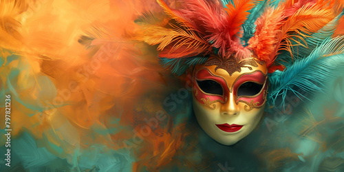 Schöne bunte edle Maske für Fasching in Venedig und Karneval in Rio, ai generativ © www.freund-foto.de