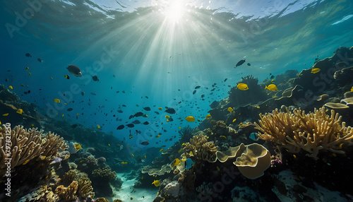 An underwater ecosystem teeming with vibrant marine life  emphasizing the beauty and importance of marine biodiversity.