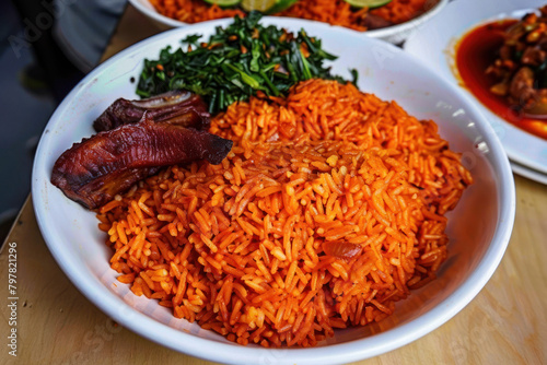 Delicious Bowl of Jollof Rice, Culinary World Tour, Food and Street Food