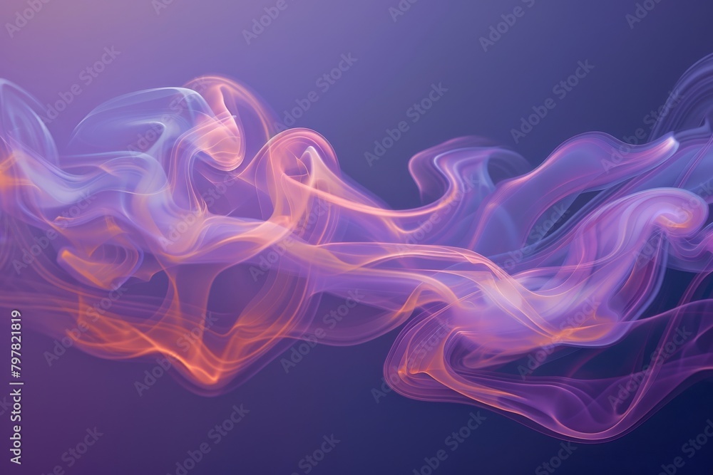 Ethereal purple smoke waves dance on a gradient backdrop