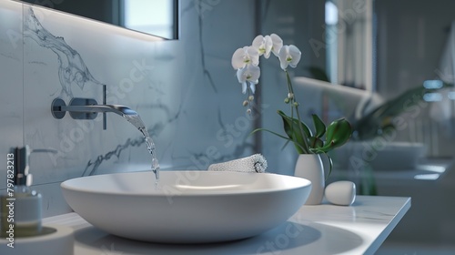 Stylish White Sink in Modern Bathroom Interior  