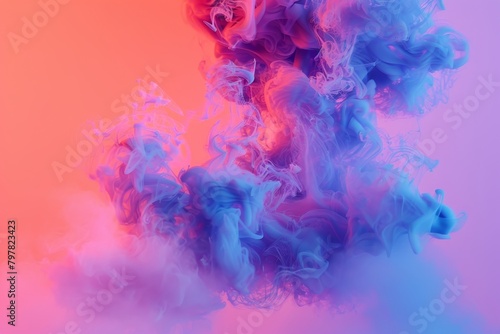 Surreal dance of blue and pink smoke plumes