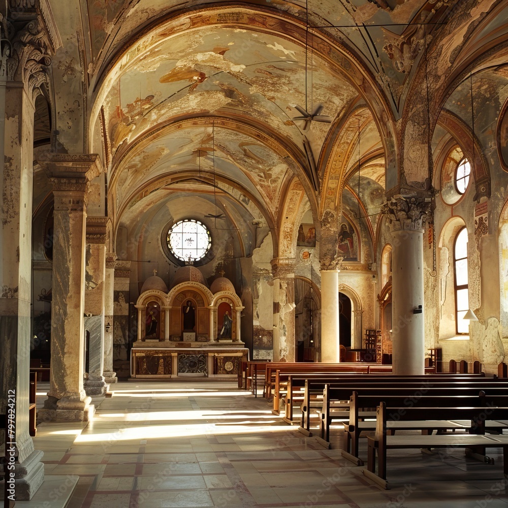 Fototapeta premium Ancient Style Church interior
