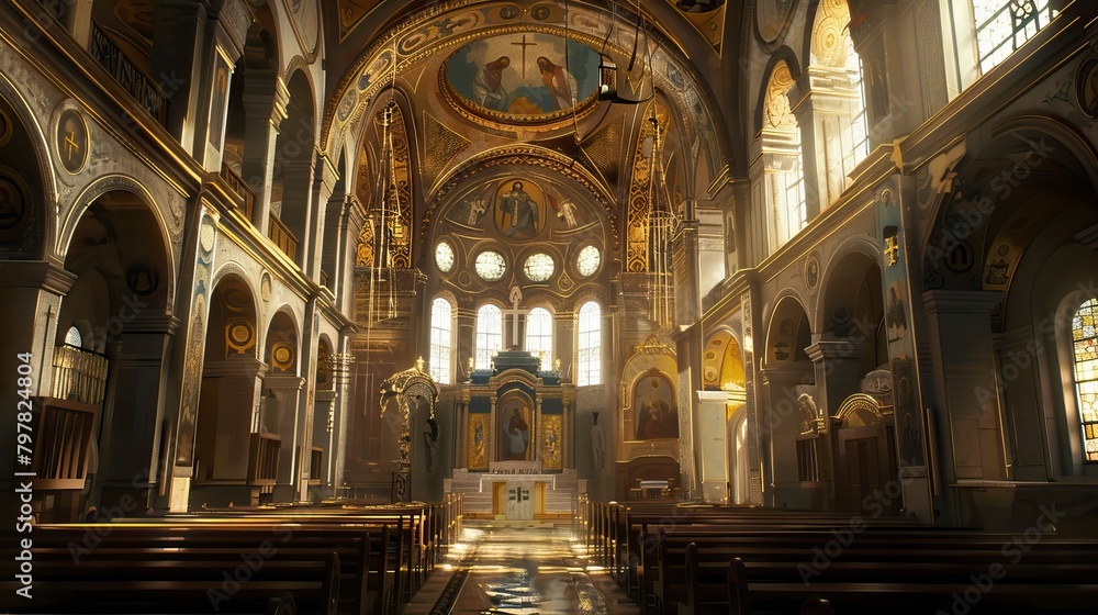 Fototapeta premium Ancient Style Church interior