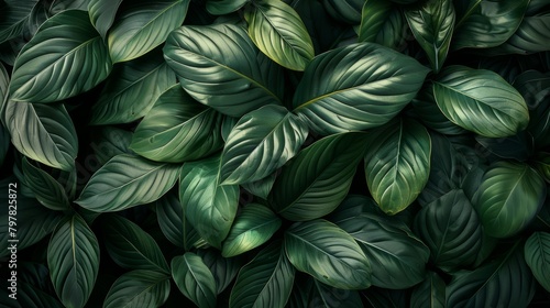 A close-up of fresh green leaves in a natural summer pattern
