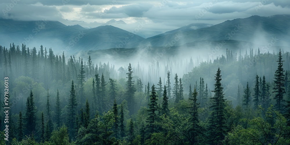 Breathtaking forest landscape in Alaska