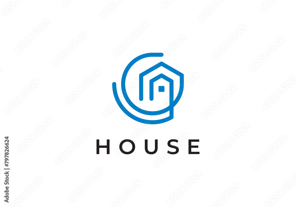 abstract linear home logo. building real estate symbol icon design abstract linear home logo. building real estate symbol icon design