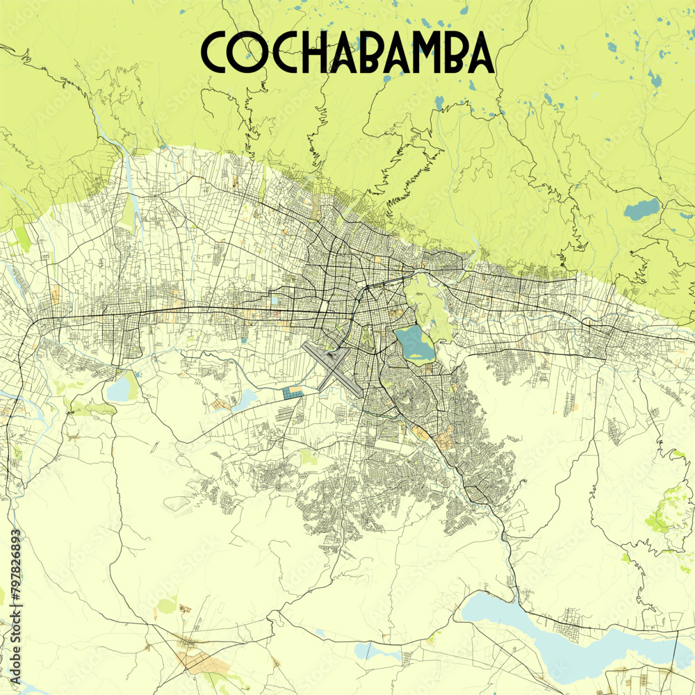 Fototapeta premium Cochabamba Bolivia map poster art