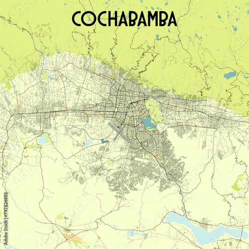 Cochabamba Bolivia map poster art photo