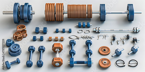 different types of dumbbells and weights photo