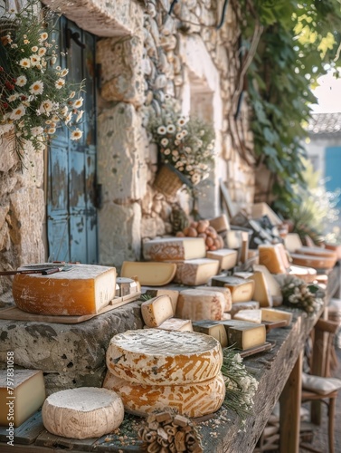 A traditional French cheese market in Provence.
