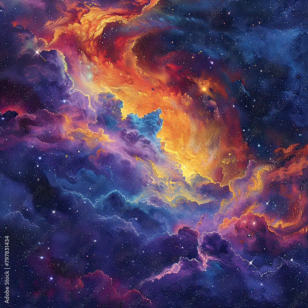 Stellar Kaleidoscope A Cosmic Symphony of Vivid Nebular Hues Stellar Kaleidoscope A Cosmic Symphony of Vivid Nebular Hues