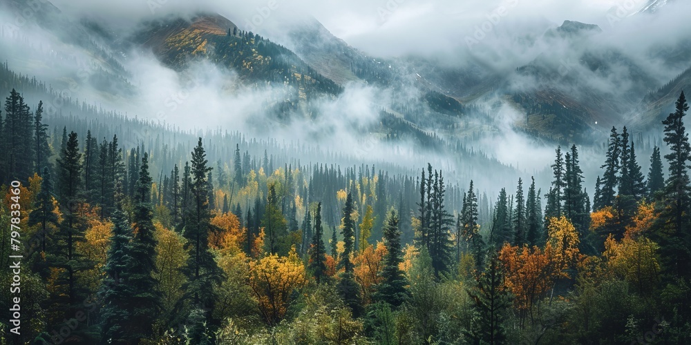 Breathtaking forest landscape in Alaska