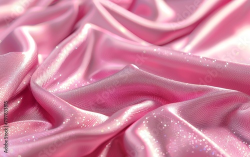 A pink fabric with glitter on it