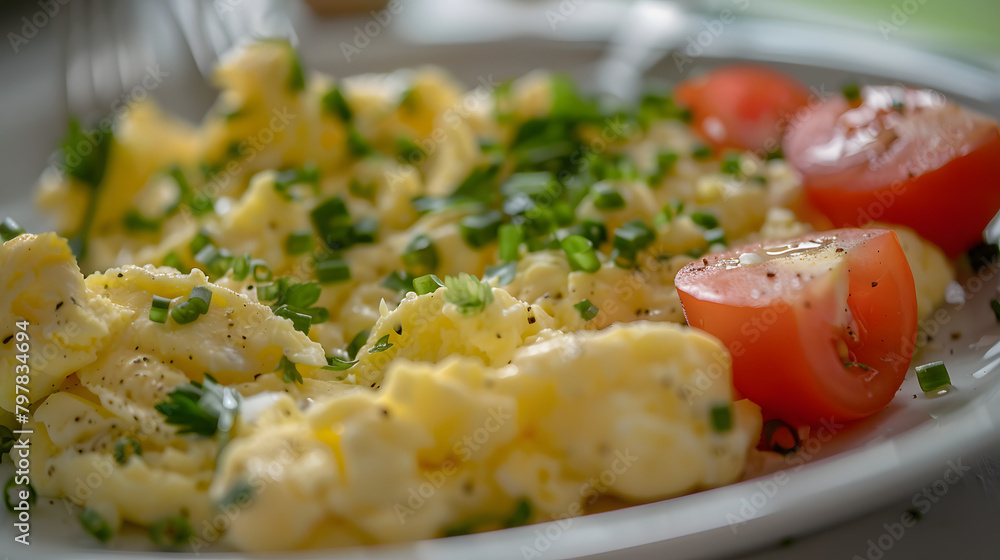 perfect soft creamy scrambled egg. juicy perfect soft creamy scrambled egg. juicy