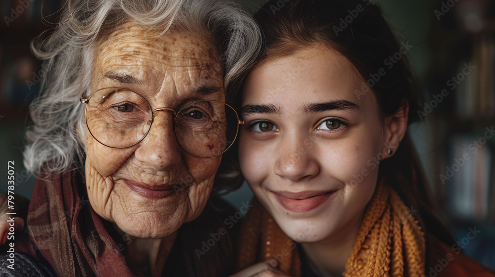Portrait of active senior grandmother and adult daughter smiling Portrait of active senior grandmother and adult daughter smiling