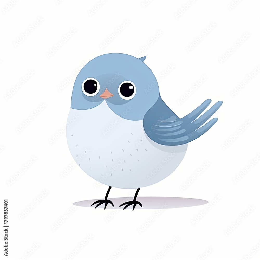 flat illustration of cute pleasant bird, friendly character, white background flat illustration of cute pleasant bird, friendly character, white background