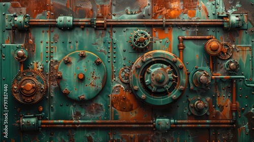 Wallpaper Mural A pile of old gears and mechanical parts arranged on iron sheets Torontodigital.ca