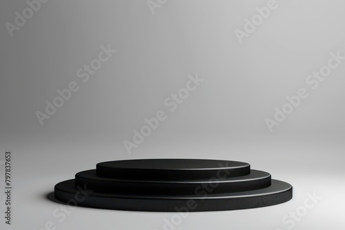 Empty white space with black podium. For the presentation of a premium luxury product