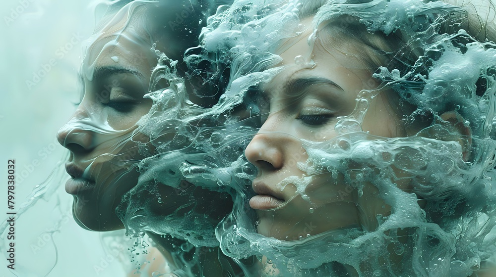 Submerged Emotions: Two Faces in Water