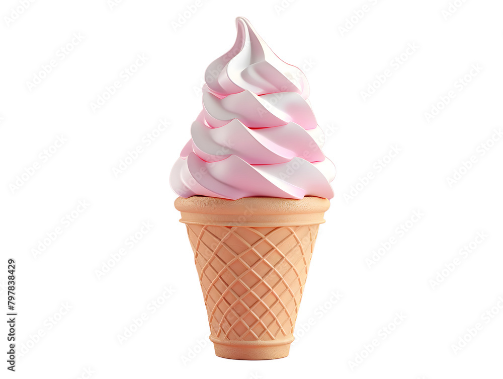 Fresh white ice cream cone, 3d element illustration