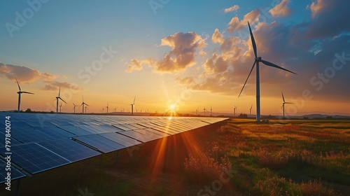 Renewable Energy Landscape at Sunset