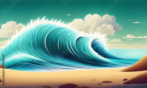 a beautiful wave on a beach in the Caribbean sea