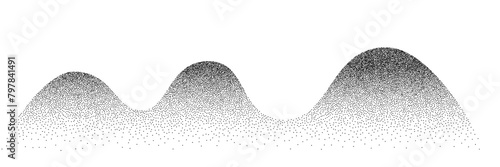 Dotwork wave grain pattern background. Abstract dot stipple lines. Vector illustration isolated on white background with sand texture, grainy effect, black noise dots photo