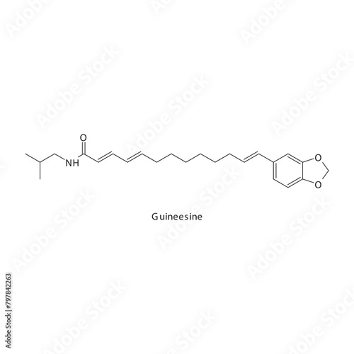 Guineesine  flat skeletal molecular structure MAO inhibitor drug used in depression treatment. Vector illustration scientific diagram. photo