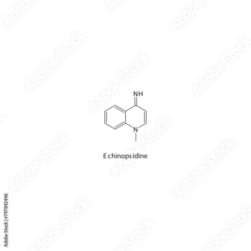 Echinopsidine  flat skeletal molecular structure MAO inhibitor drug used in depression treatment. Vector illustration scientific diagram.