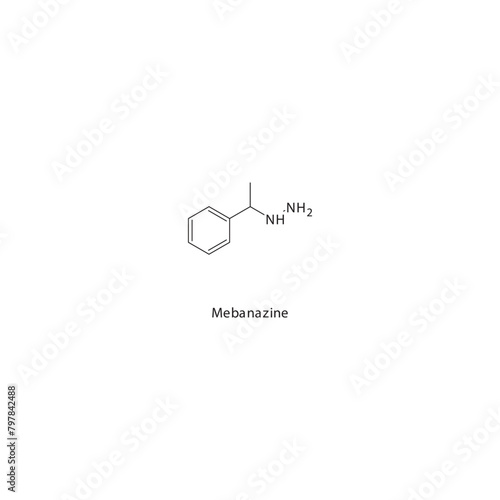 Mebanazine  flat skeletal molecular structure MAO inhibitor drug used in depression treatment. Vector illustration scientific diagram.