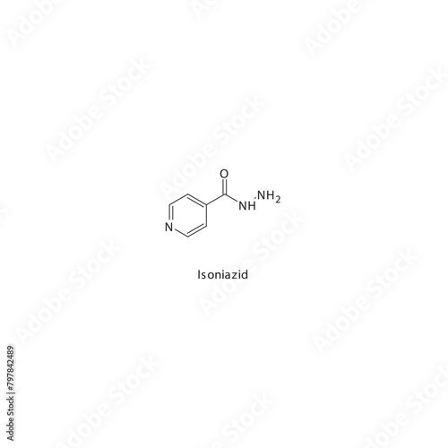 Isoniazid flat skeletal molecular structure antituberculosis agent drug used in  treatment. Vector illustration scientific diagram. photo