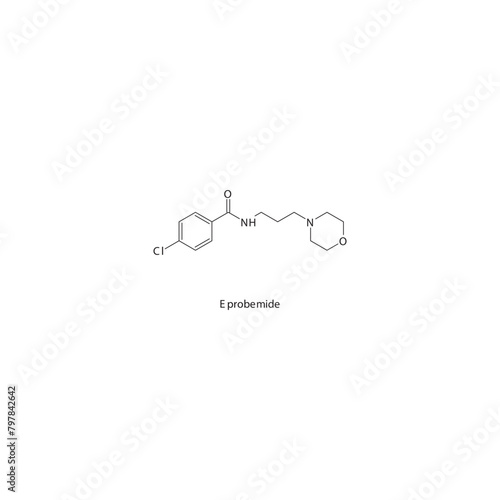 Eprobemide  flat skeletal molecular structure MAO A inhibitor drug used in depression treatment. Vector illustration scientific diagram.