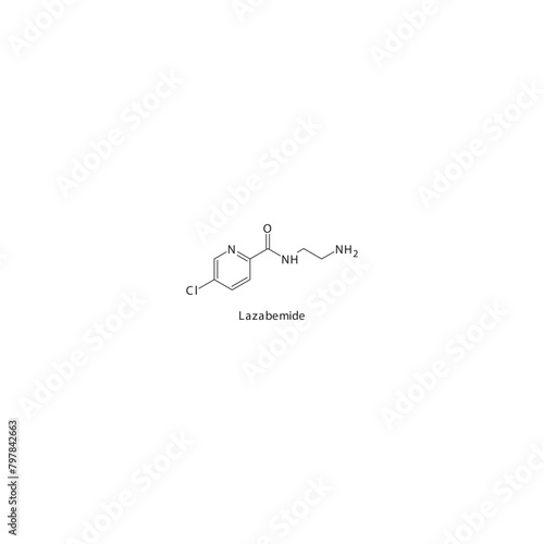 Lazabemide  flat skeletal molecular structure MAO B inhibitor drug used in Parkinson's disease treatment. Vector illustration scientific diagram.